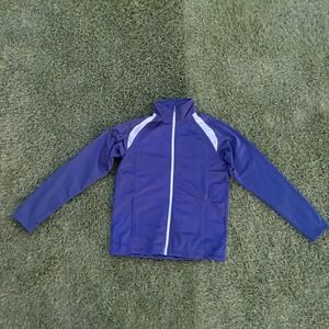 Vintage Sport-Tek YL/Men's Small Navy Blue Full Zip Track Jacket Athletic Warmup